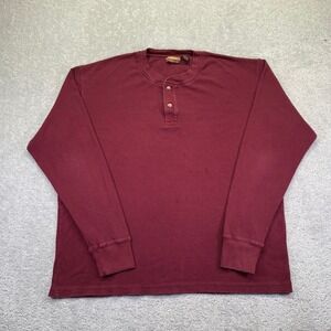 R&R Outdoors Thermals Shirt Mens Large‎ Red Burgundy Waffle Long Sleeve Henley